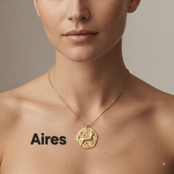 Unbranded Jewelry - Aires Zodiac Coin Pendant Dainty Gold Necklace Stainless Steel Layering Necklace
